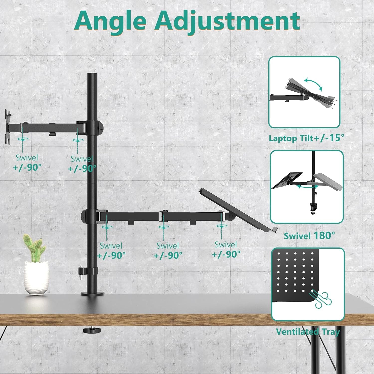 Elevate Your Workspace with the WALI Extra Tall Laptop and Monitor Mount Stand – Compatible with 17" Laptops and 32" Monitors, Supports Up to 22lbs, Sleek Black Design