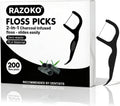 Eco-Friendly Charcoal Dental Floss Picks - 200 Count Vegan Toothpicks for Effective Teeth Cleaning