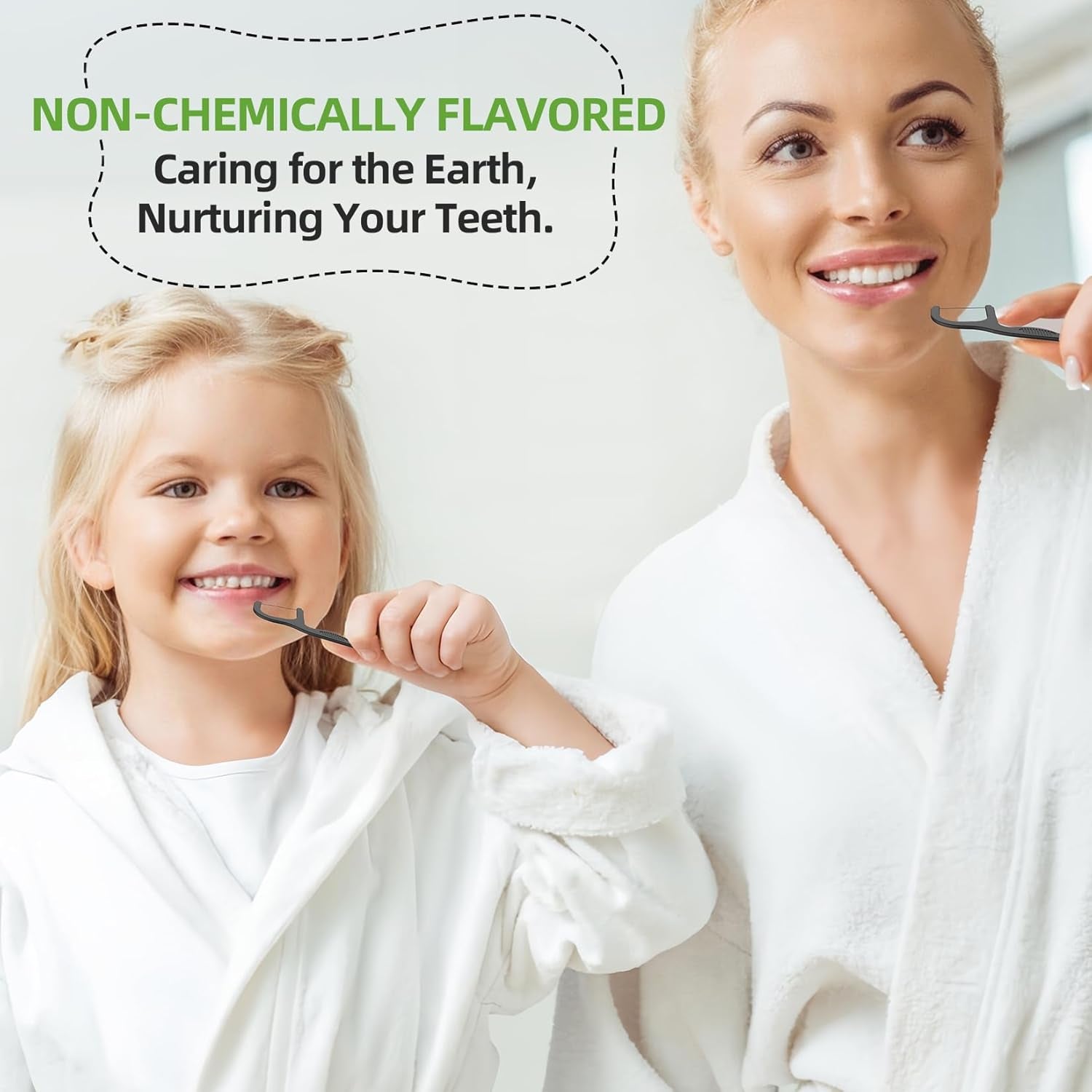 Eco-Friendly Charcoal Dental Floss Picks - 200 Count Vegan Toothpicks for Effective Teeth Cleaning