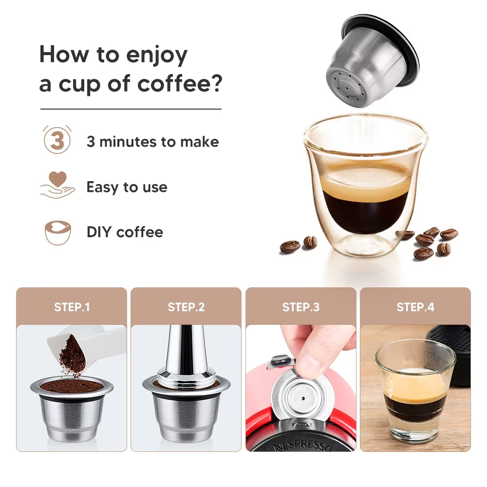 Elevate Your Coffee Experience with Reusable Stainless Steel Nespresso Capsules - Eco-Friendly and Cost-Effective!