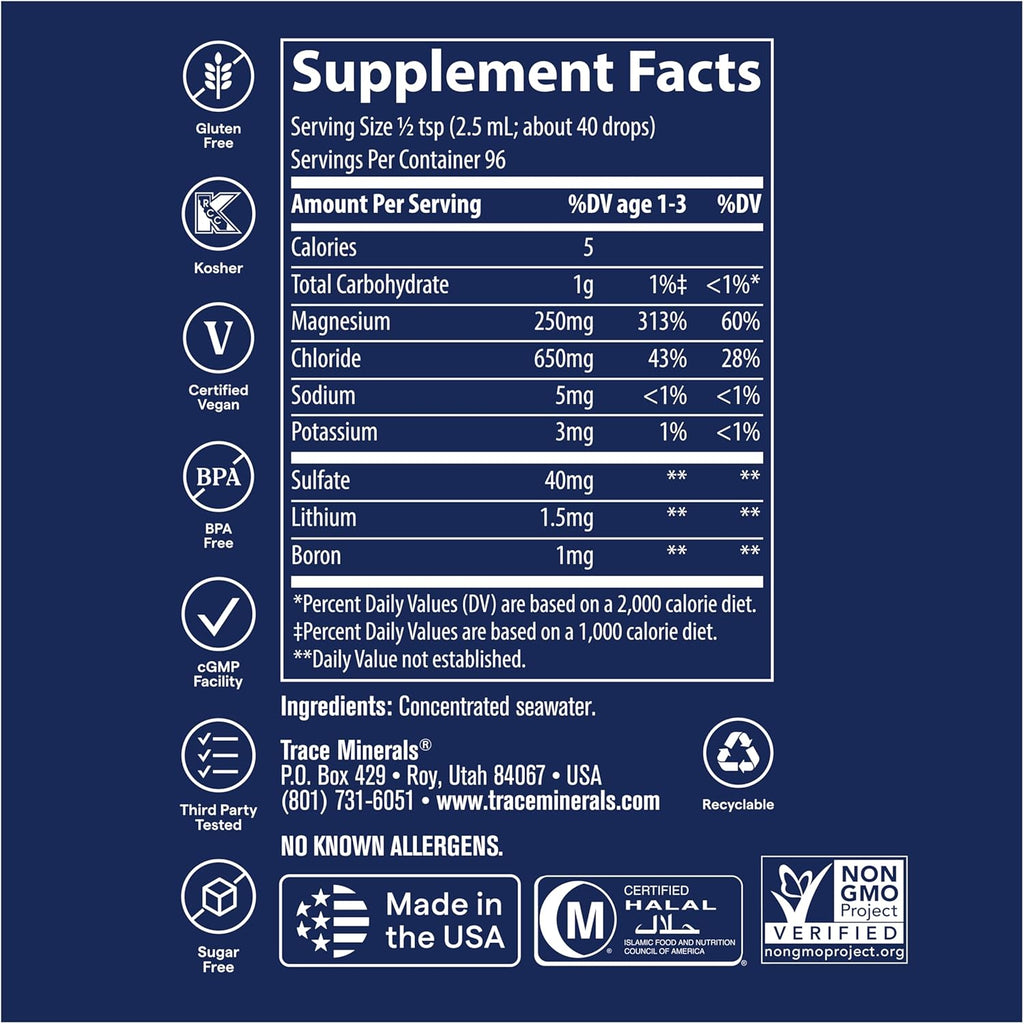 Concentrace Drops - Boost Energy, Digestion & Bone Health | 70+ Ionic Minerals with Magnesium, Chloride & Potassium | Keto, Vegan & Non-GMO | 6 Servings