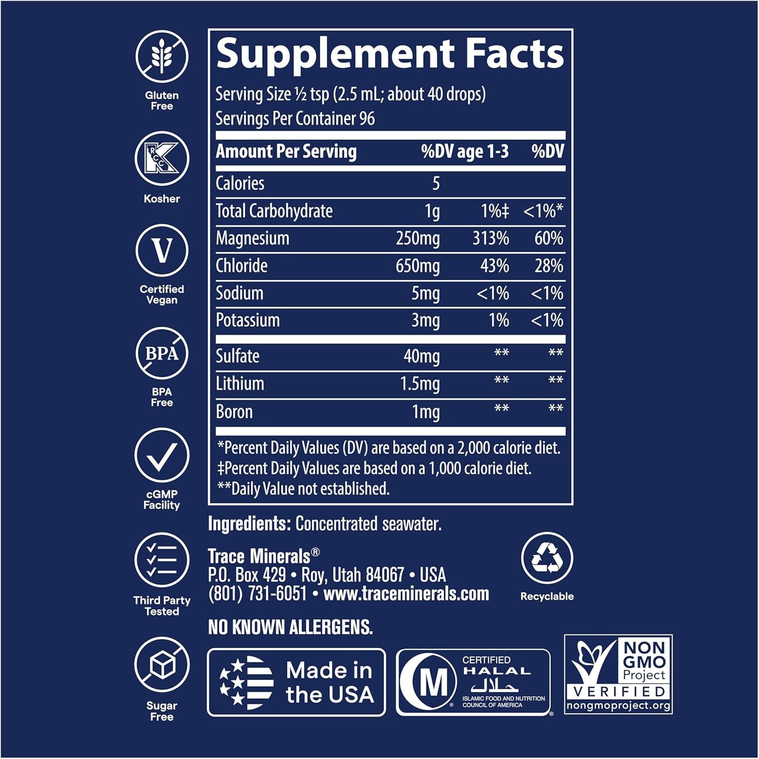 Concentrace Drops - Boost Energy, Digestion & Bone Health | 70+ Ionic Minerals with Magnesium, Chloride & Potassium | Keto, Vegan & Non-GMO | 6 Servings