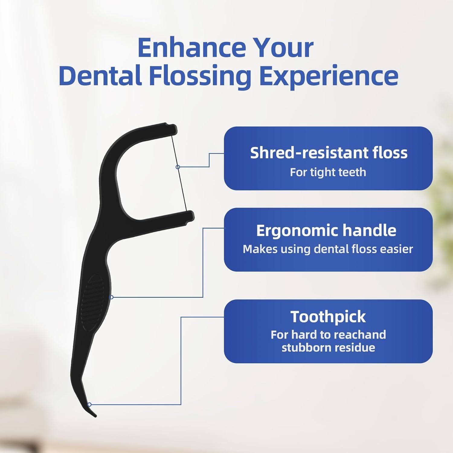 Eco-Friendly Charcoal Dental Floss Picks - 200 Count Vegan Toothpicks for Effective Teeth Cleaning
