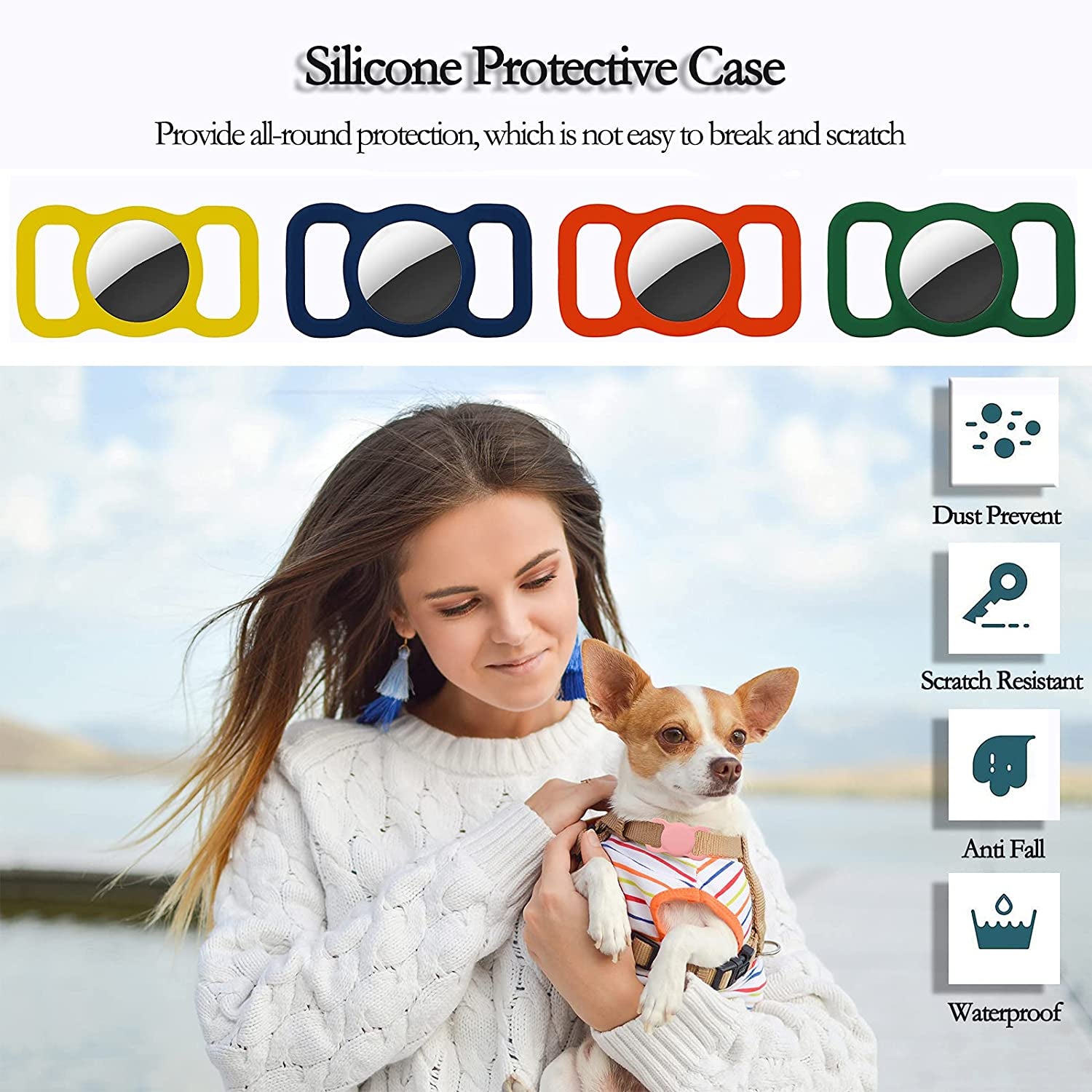 Stylish Emerald Green Silicone Protective Case for Airtag GPS Tracker - Lightweight, Anti-Scratch Accessory for Pets