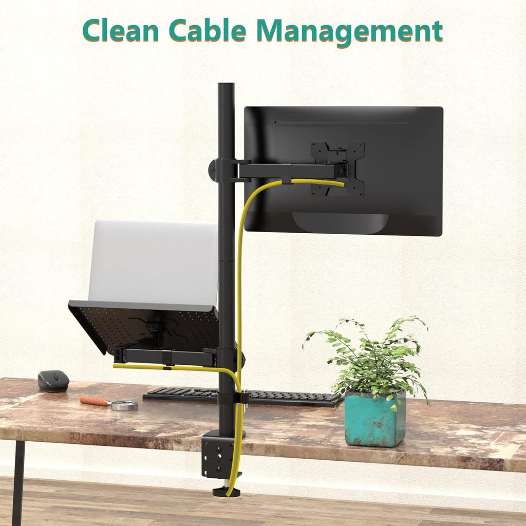 Elevate Your Workspace with the WALI Extra Tall Laptop and Monitor Mount Stand – Compatible with 17" Laptops and 32" Monitors, Supports Up to 22lbs, Sleek Black Design