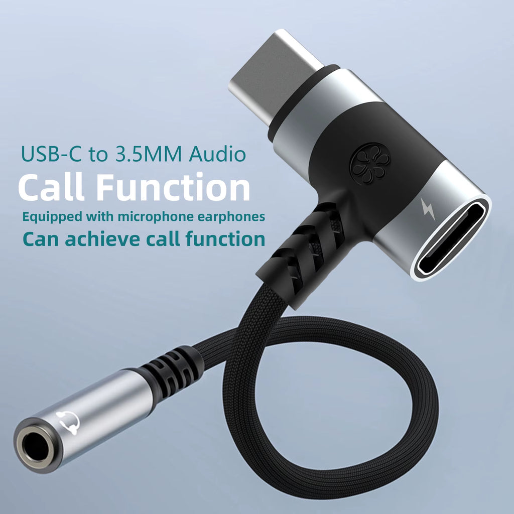 USB C to 3.5Mm Earphones and Charger Adapter 2-In-1 C-Type to Aux Microphone Jack, with PD 100W Fast Charging Encryption Dongle.