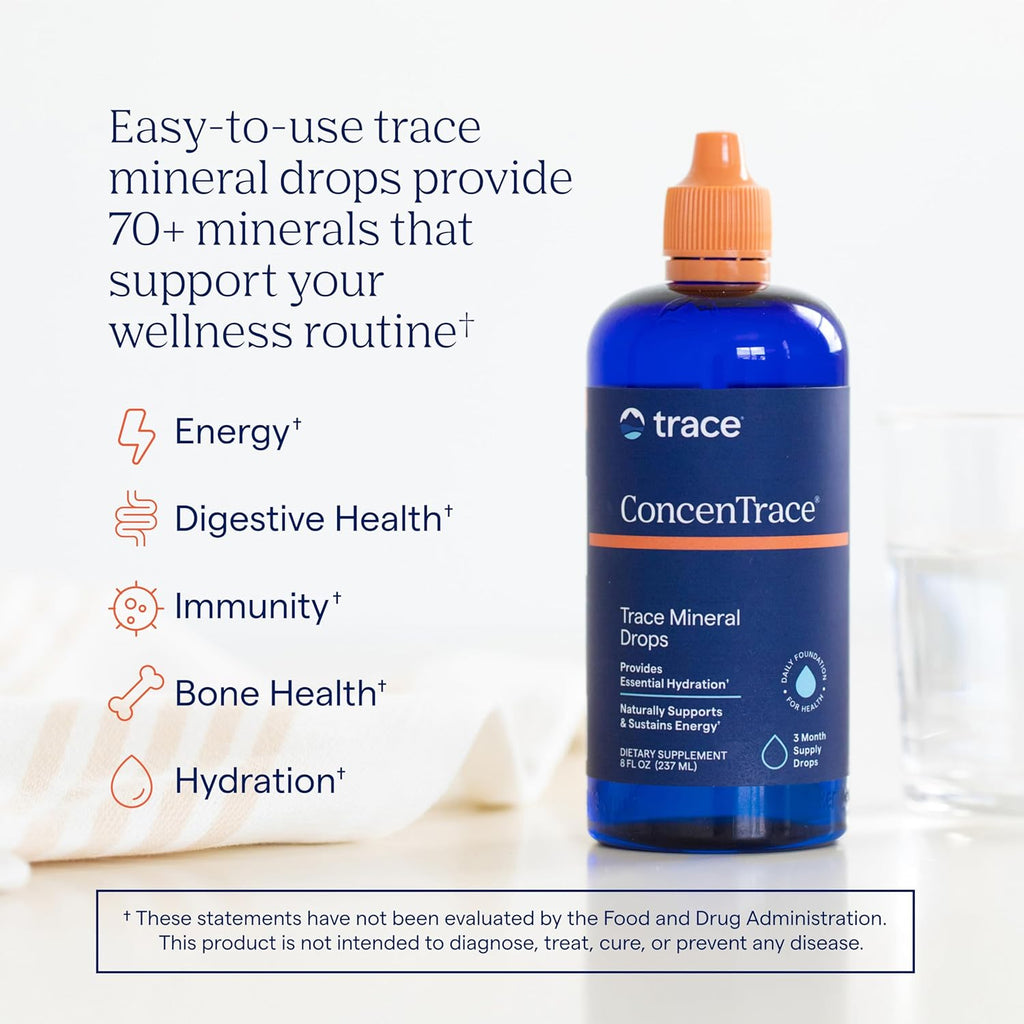 Concentrace Drops - Boost Energy, Digestion & Bone Health | 70+ Ionic Minerals with Magnesium, Chloride & Potassium | Keto, Vegan & Non-GMO | 6 Servings