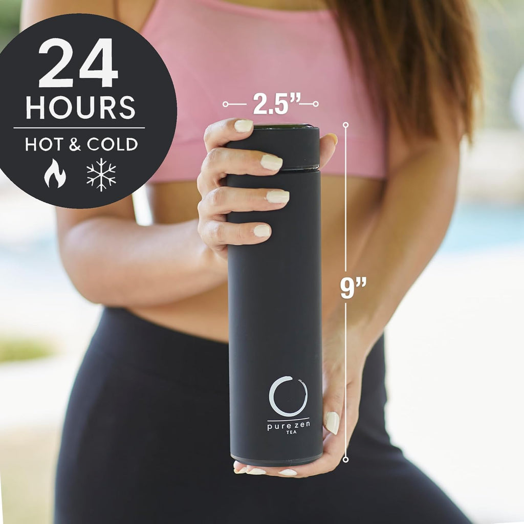 Elevate Your Beverage Experience with the Pure Zen 15oz Stainless Steel Tea Thermos - Stylish, Leakproof Travel Mug for Hot & Cold Drinks